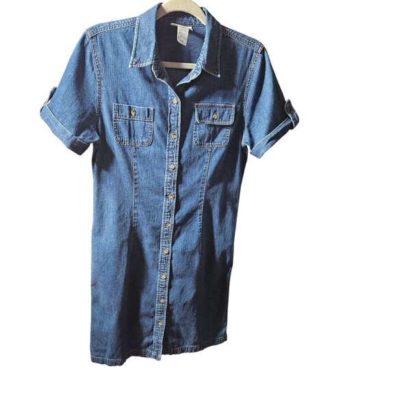 Jones New York Sport Denim Short-Sleeve Button-Down Shirt Dress - Picture 1 of 6